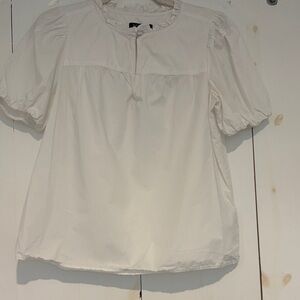 Ruffle neck cotton blouse